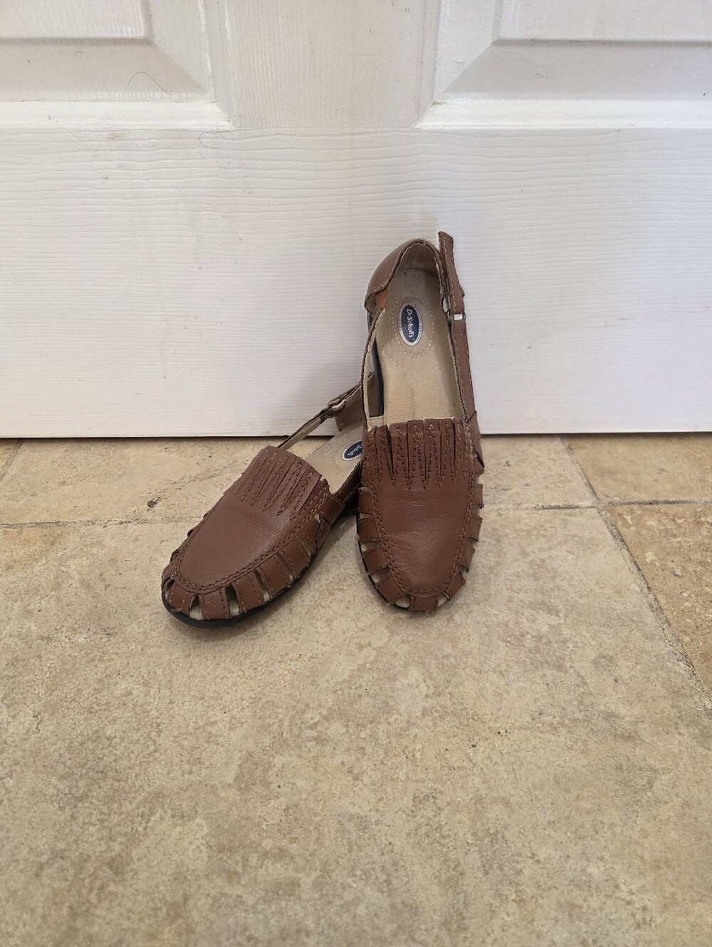Dr. Scholl's Leather Sandals Brown Size 5.5 M 🥿 Vintage Style